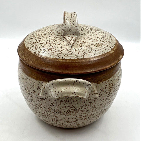 Vintage Studio Pottery Ceramic Steam Funnel Pot Speckled Stoneware Lidded