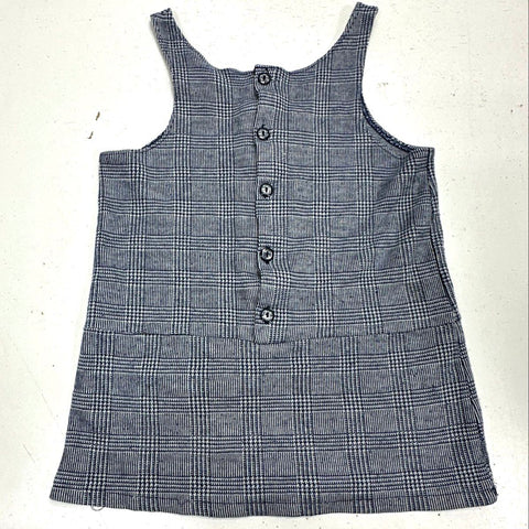 Vintage 90s Snoopy Girls Blue Glen Plaid Jumper Dress Peanuts Made in USA Sz 6