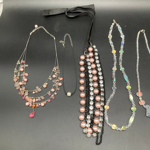 Vintage to Modern Mixed Costume Necklace Lot 10pc Faux Pearl Rhinestone Beaded