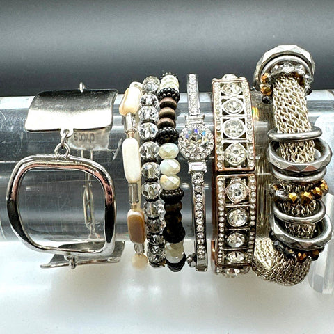 Chico's Rhinestone and Beaded Statement Bracelet Jewelry Lot of 9 Boho Styles