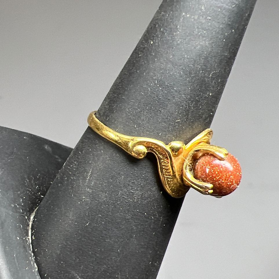 Gold Plate Goldstone Ring Size 7 2g