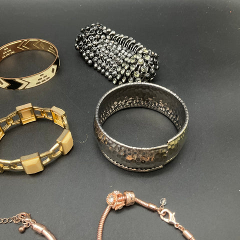 Vintage and Modern Bracelet Jewelry Lot of 20 Bangles Cuffs Beaded Rhinestone