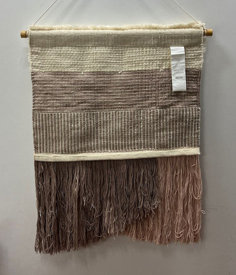 West Elm & Pottery Barn Sequined Beige Pom Pom Wall Hanging Macramé Tapestry