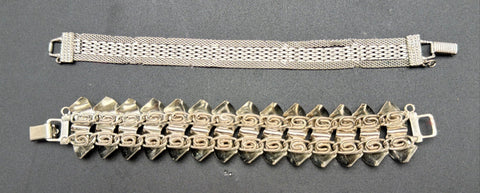 Vintage Goldette Silver Tone Bracelet Lot of 4 Cuffs Bangles Hinged Mesh