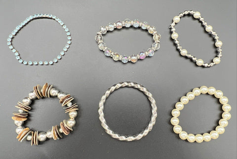 Beaded Rhinestone Faux Pearl Stretch Bracelet Jewelry Lot of 30 Mixed Styles
