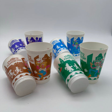 Muppets Take Manhattan Fritos Promotional Plastic Cups Lot of 8 Vintage 1984