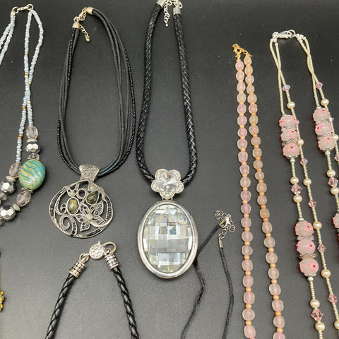 Vintage to Modern Costume Jewelry Lot 11 Necklaces Statement Pendants 1.4 lbs