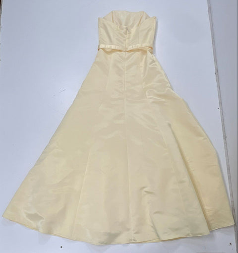Vintage 90s Jessica McClintock for Gunne Sax Strapless Formal Gown Yellow Sz 3/4