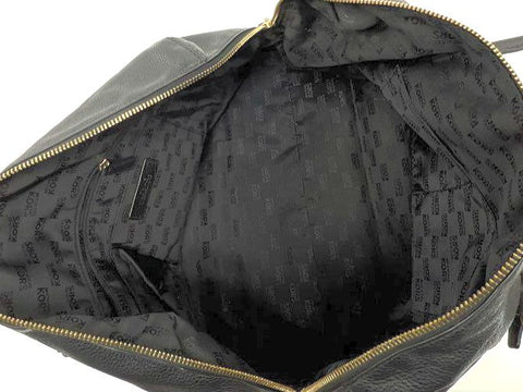 Michael Kors Black Pebbled Leather Hamilton Weekender Satchel Gold Hardware