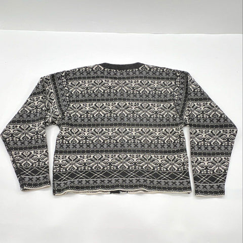 Vintage 90s Woolrich Women's Gray Fair Isle Nordic Clasp Cardigan Sweater Sz M