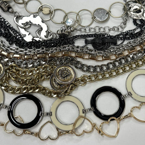 Fashion Chain Belts Jewelry Lot of 11 Gold Silver Tone Lion Heart Enamel