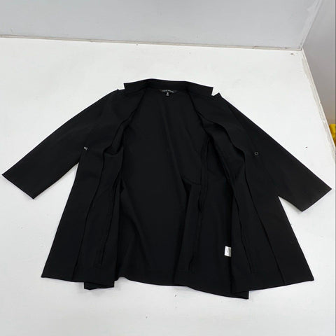 Ming Wang Women's Black Military Band Jacket Faux Leather Trim Topper Size M