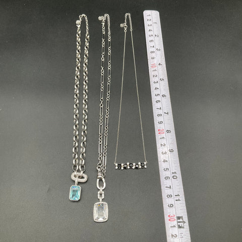 Bomb Party Jewelry Lot of 3 Necklaces 925 Sterling Silver & Silver Tone