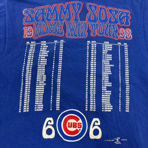 Vintage 1998 Sammy Sosa 66 HR Tour Chicago Cubs T-Shirt Double Sided Sz M