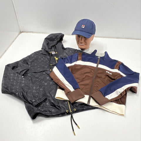 Fila Men's Lot 2 Jackets & Hat Windbreaker Track Jacket Colorblock Sz M