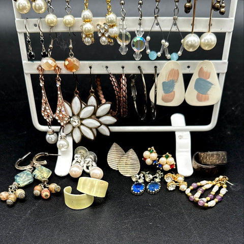 Mixed Fashion Earrings Costume Jewelry Lot Faux Pearl Rhinestone Boho Dangle