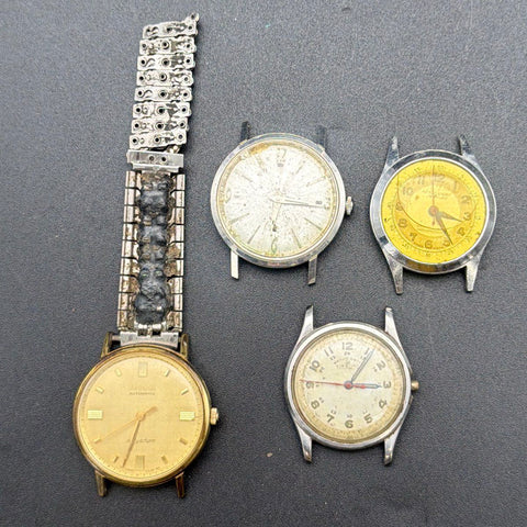 Vintage Mid-Century Men's Watch Face Lot Baylor Election Berco Gold Silver
