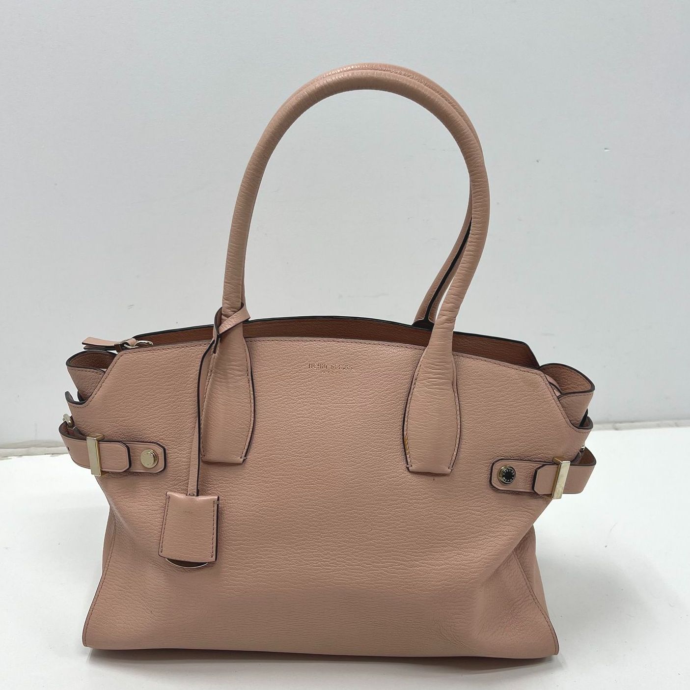 Henri Bendel Pebbled Leather West 57th Satchel Tote Bag Purse Blush Pink
