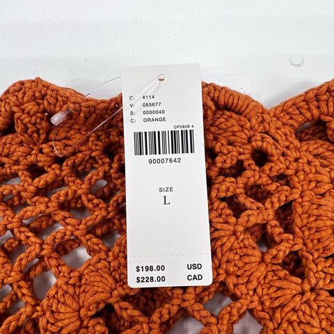 By Anthropologie Women's Rust Orange Crochet Open Knit Maxi Dress Sz L NWT