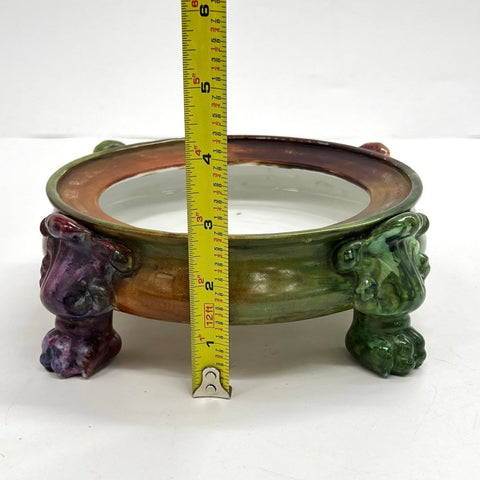 Antique Vienna Austria Porcelain Footed Bowl Figural Paw Feet Hand Painted 1900s