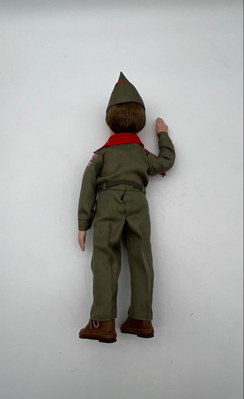 Vintage Boy Scout Doll Bisque Porcelain 17 Inch Full Uniform Salute Pose