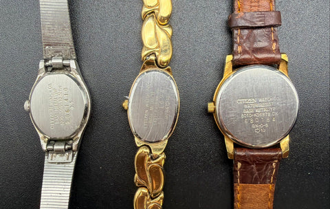 Citizen Watches Lot of 3 Vintage to Modern Quartz Gold Silver Tone Leather Mesh