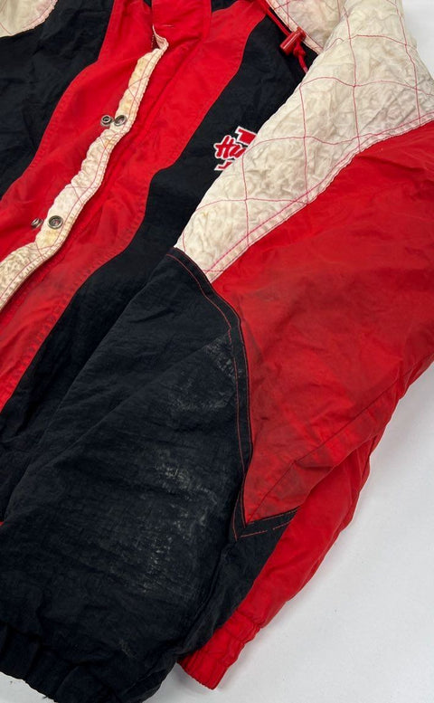 Vintage 90s Starter Nebraska Huskers NCAA Hooded Puffer Jacket Sz L