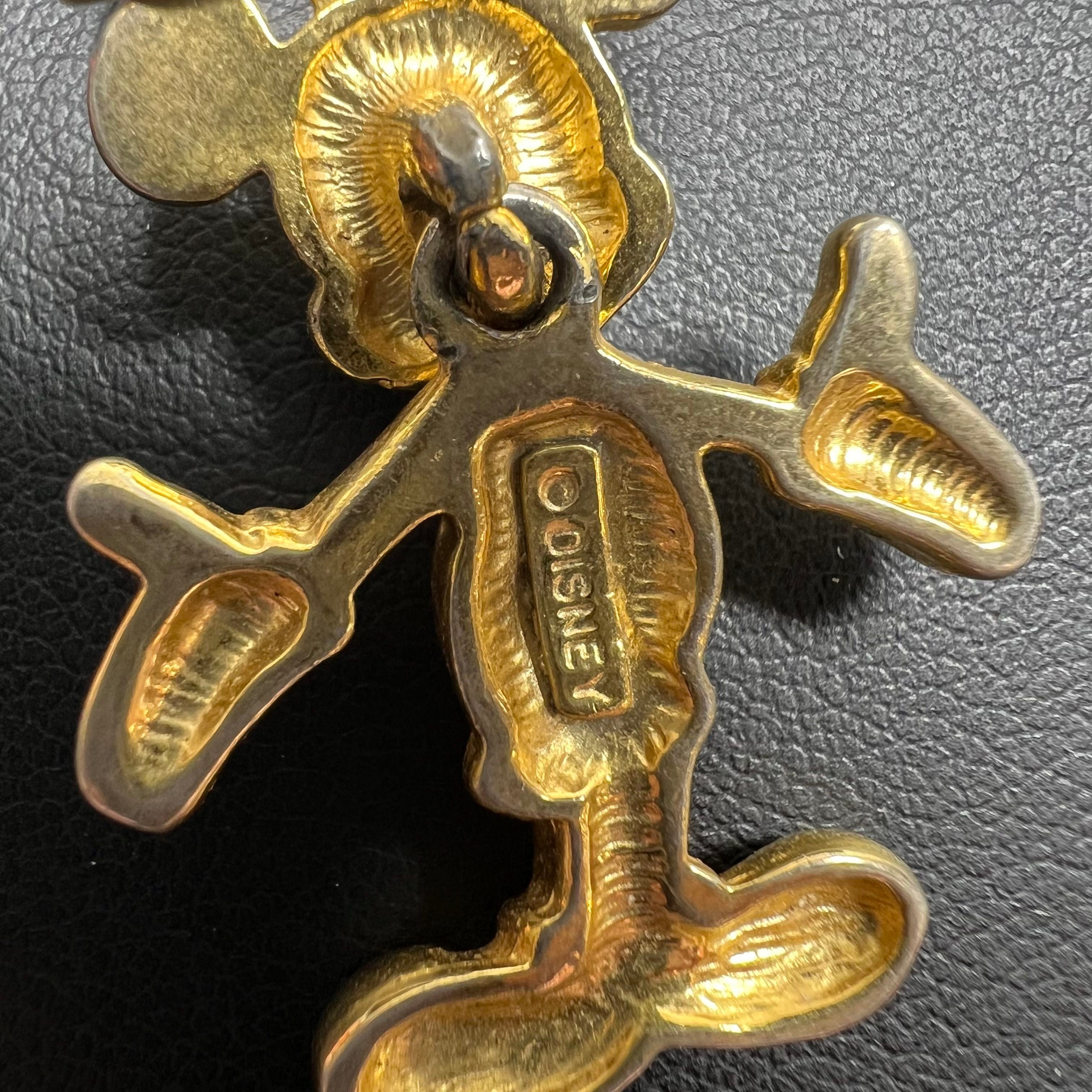 Articulating Mickey Mouse Pendant Gold Tone