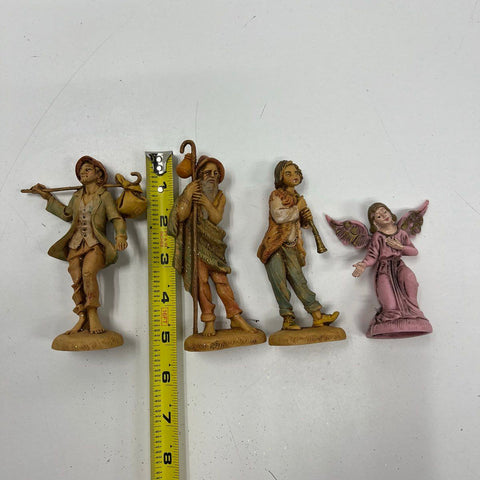 Vintage Depose Italy Nativity Figures Lot of 4 Angel Piper Shepherds Resin