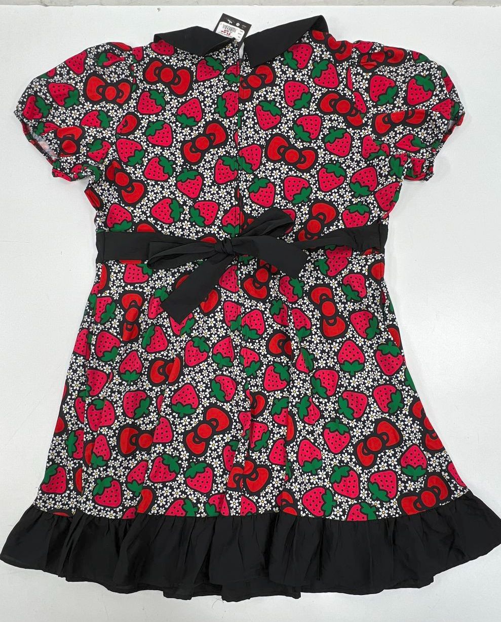 Hello Kitty Smak Parlour Black Red Strawberry Print Dress Women's 1X NWT