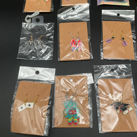 Novelty Costume Jewelry Lot 20 Pairs Cowboy Boots Flip Flops Basketball Robot