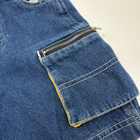 Vintage 2001 Tonka Kids Denim Cargo Shortalls Construction Vehicle Blue Sz 3T