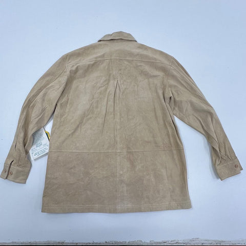 NOS Vintage 80s Geronimo Tan Suede Leather Shirt Jacket Men's Size L NWT