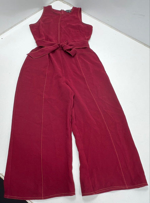 Greylin Women's Wine Burgundy Sleeveless Wide Leg Jumpsuit Tie Waist NWT Sz L