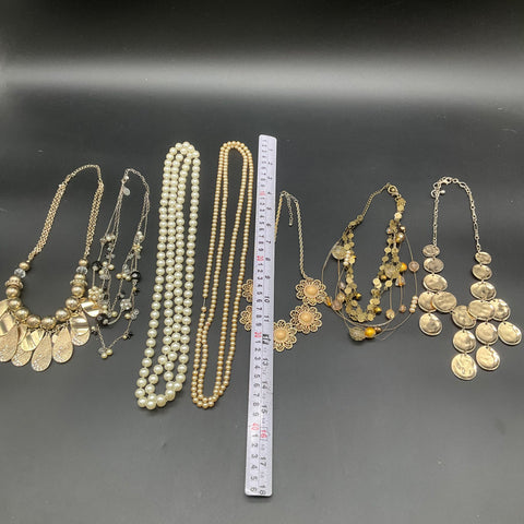 Chico's White House Black Market Faux Pearl Statement Necklace Jewelry Lot of 7