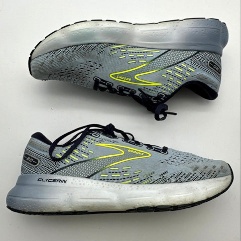 Brooks Glycerin 20 Neutral Grey Blue Yellow Women's Running Shoes Size 9.5