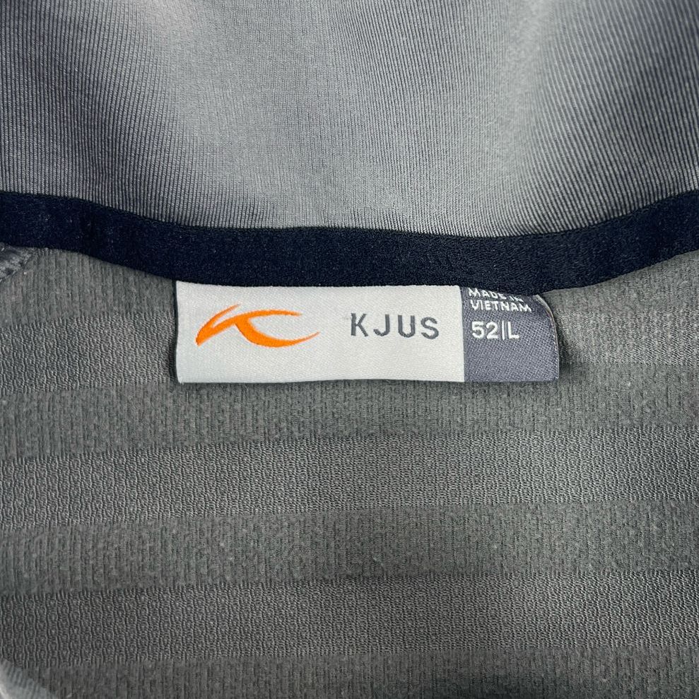 Men's KJUS Grey Striped Long Sleeve 1/4 Zip Pullover Jacket - Size Large