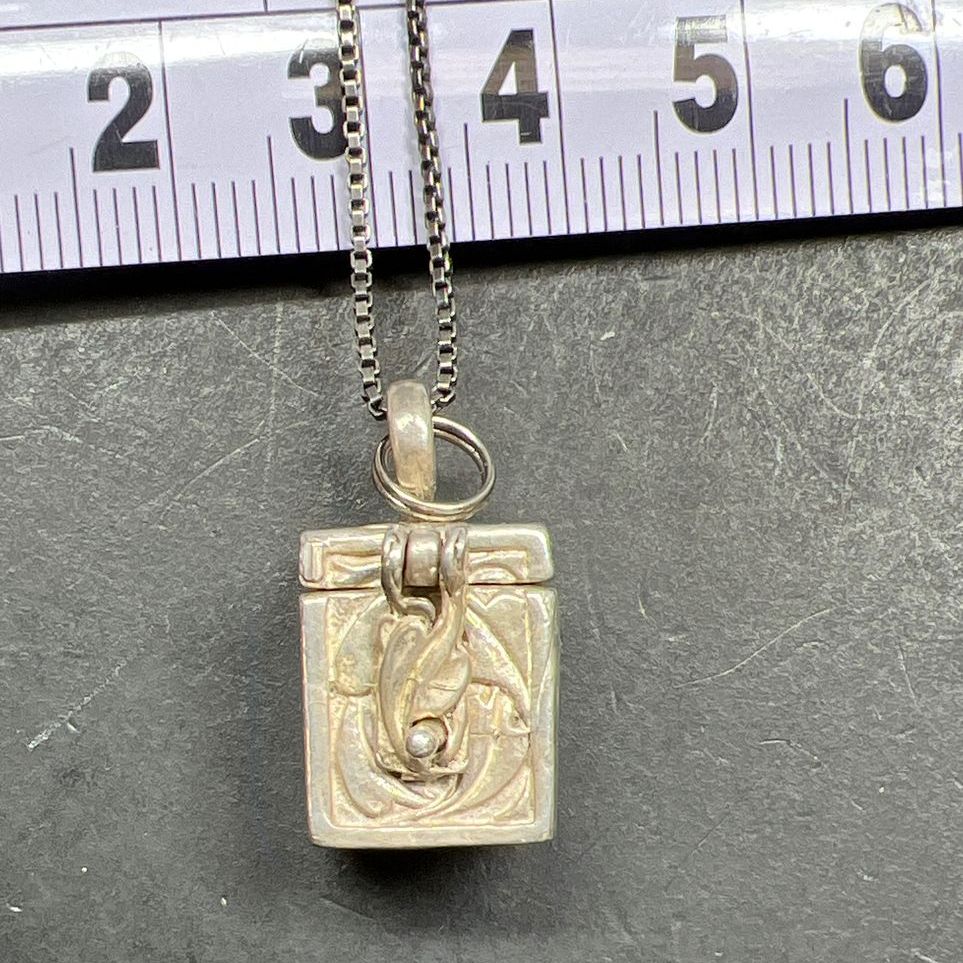 Sunwest Silver Sterling Silver Box Pendant on 925 Chain Necklace