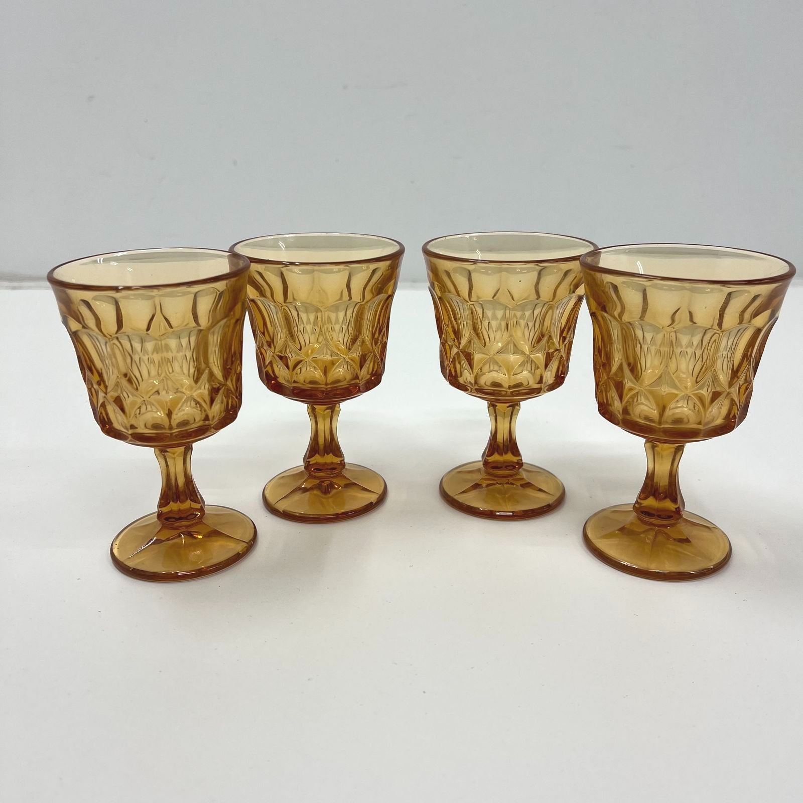 Vintage Noritake Perspective Amber Wine Goblets Set of 4
