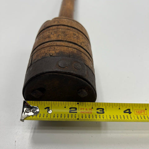 Antique Primitive Wood & Iron Mallet Hammer w/ Hook Bung Starter Farm Tool 17"