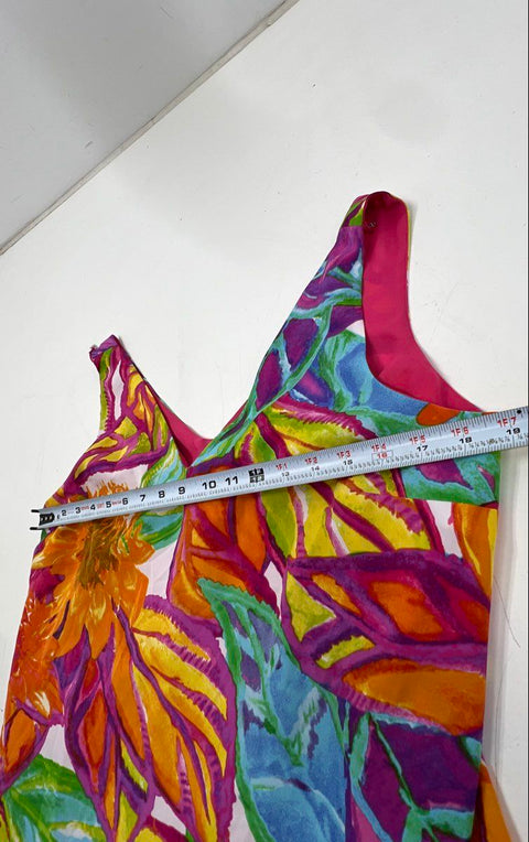 Lauren Ralph Lauren Women's Dress Multicolor Floral Tropical Pleated Sz 12P