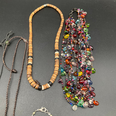Chico's ZAD Boho Eclectic Statement Necklace Lot of 10 Tassel Beaded Wood