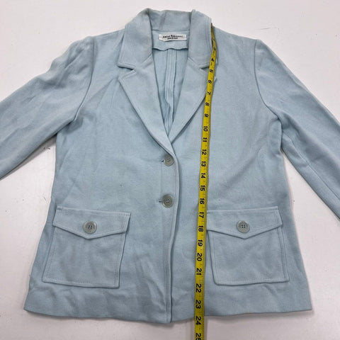 Amina Rubinacci Women's Light Blue Cotton Linen Knit Blazer Jacket Sz 44