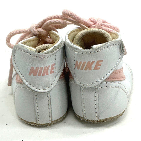 Vintage 90s Nike Baby Sneakers White Pink Infant Crib Shoes Booties Tin Box
