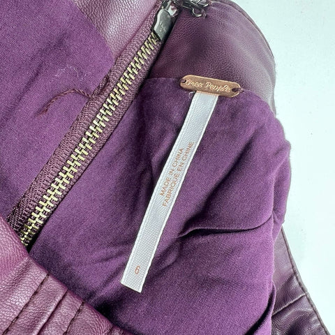 Free People Plum Purple Faux Leather A-Line Mini Skirt Women's Size 6