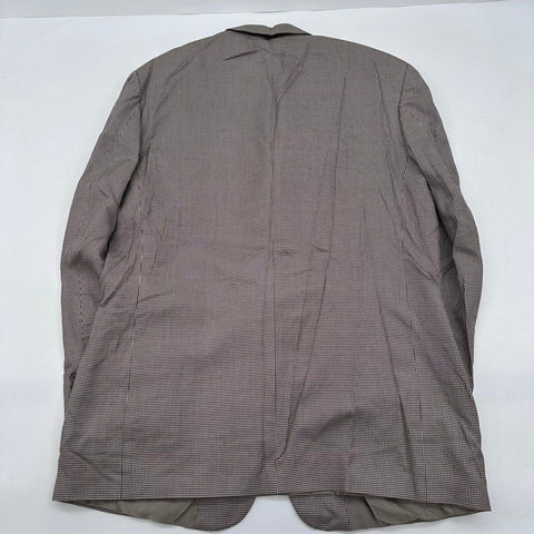 Oscar de la Renta Men's Brown Houndstooth 100% Mulberry Silk Blazer Sz 42R