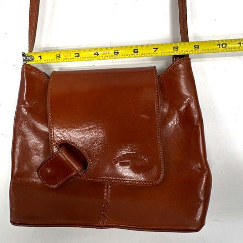 Vintage 90s L'artigiano Italian Brown Leather Crossbody Shoulder Bag Purse