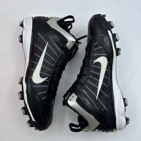 Nike Air Diamond Elite Black Silver White Baseball Cleats IOB Size 15