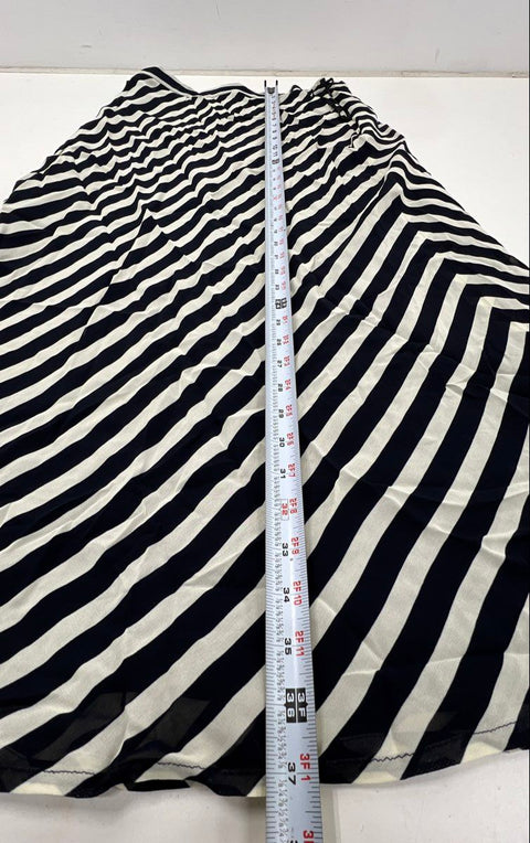 Lauren Ralph Lauren Women's Navy White Striped Chevron Maxi Skirt Sz 10 NWT