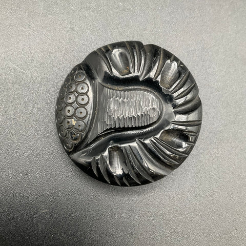 Vintage Large Plastic Buttons Lot 2 Ornate Carved Swirl MCM 1.75 Inch